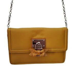 𝅺my Flat in London Small Mustard Yellow Leather Crossbody Clutch Purse